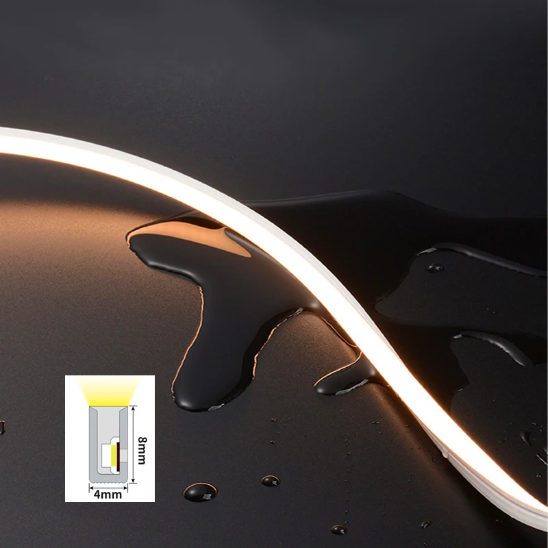 100lm/W ultra thin 4*8mm flexible neon strip tube IP67 constant pressure 12v 24v silicone neon led strip for indoor use