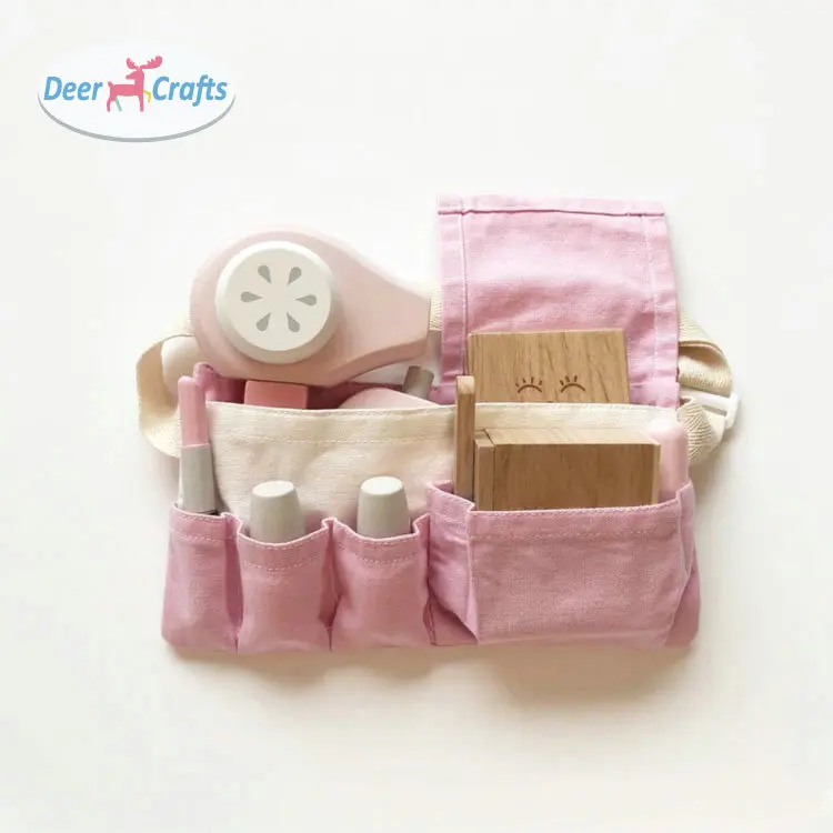 wooden make up toy make up Children simulation fun play house wooden dressing table Princess make-up bag set gifts DD10428
