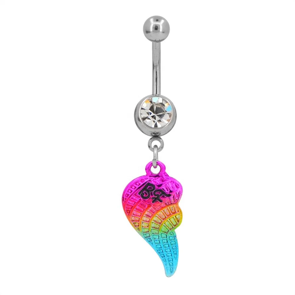 Toposh  Rainbow Wing Dangle Belly Button Rings Jewelry