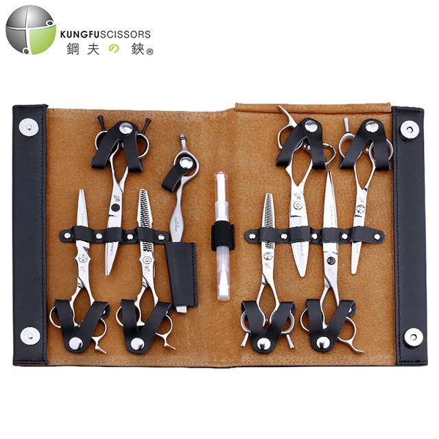 KUNGFU Customized Barber Hairdressing Salon Scissors Kit Professional Haircut Hair Scissors Tools Set