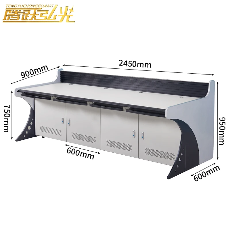 Four workstations K Style Command Center Consoles Monitoring Table Conference Room Furniture Office Furniture