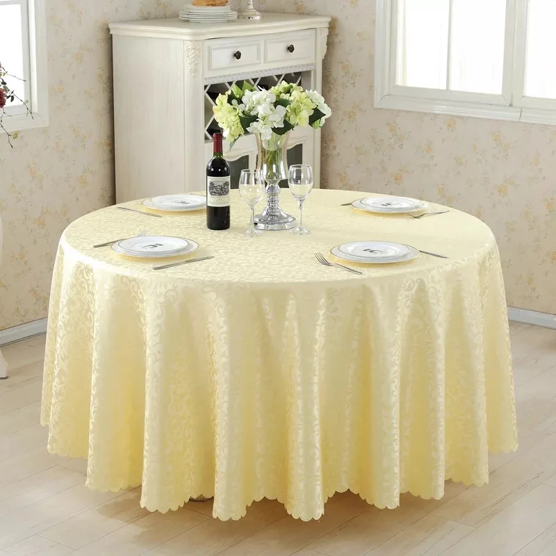 120' Wedding Decoration Round Table Cloth Polyester Jacquard Fabric Table Cloth