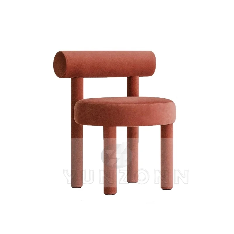 Modern Nordic Design Living Room Furniture Round Cafe Chair Customized Hotel Bedroom White Velvet Fabric Panda  Dining Chair