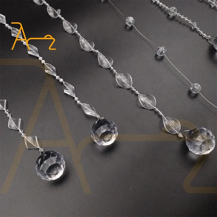 Wholesale Birthday Party Crystal Chain 1 Meter Long Positioning Wedding Hall Ceiling Decoration clear Acrylic Bead Curtain