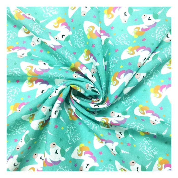 Custom Cartoon Patterned 100% Organic Cotton Muslin Custom Cotton Muslin Fabric Print