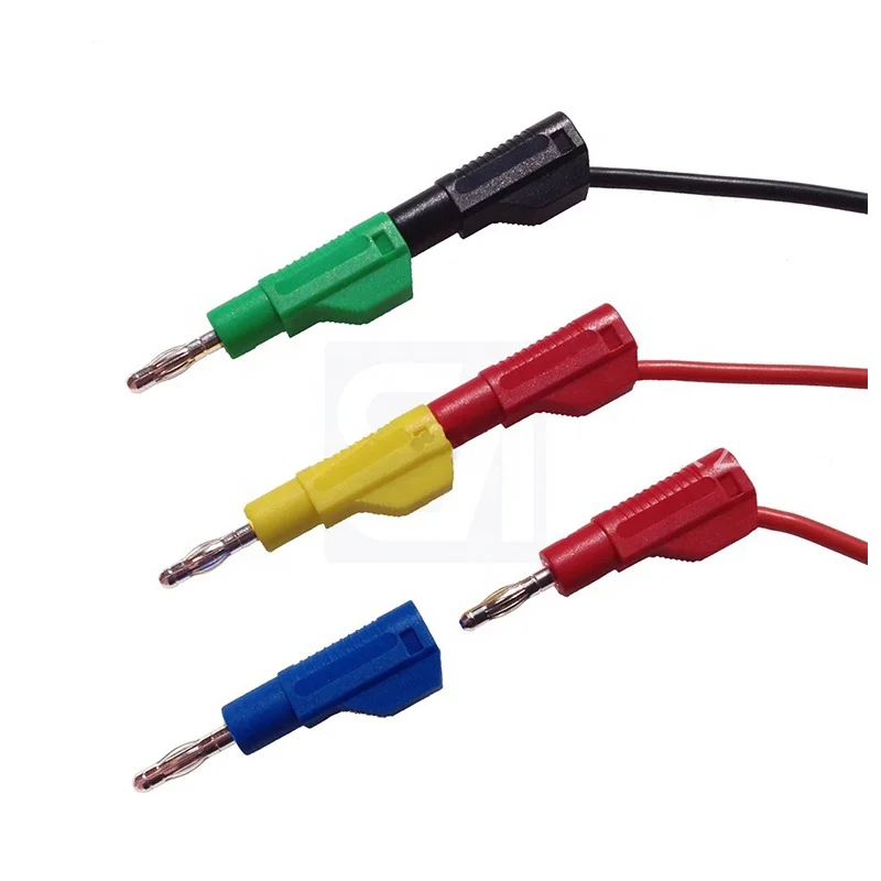 Электрический двухсторонний 4 мм Штабелируемый штекер типа банан, безопасный свинцовый провод