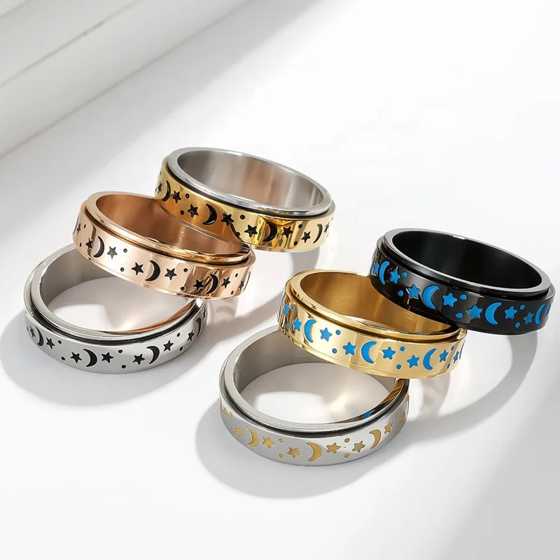 Amazon Hot sale Rotate gold filled 18k water resistant tarnish free rings ring designs for boys 2 gram gold ring price 2022