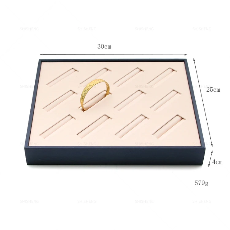 SHI SHENG Wholesale Custom Ring Pendant Necklace Jewellery Packaging Trays Pu Leather Stackable Jewelry Display Tray