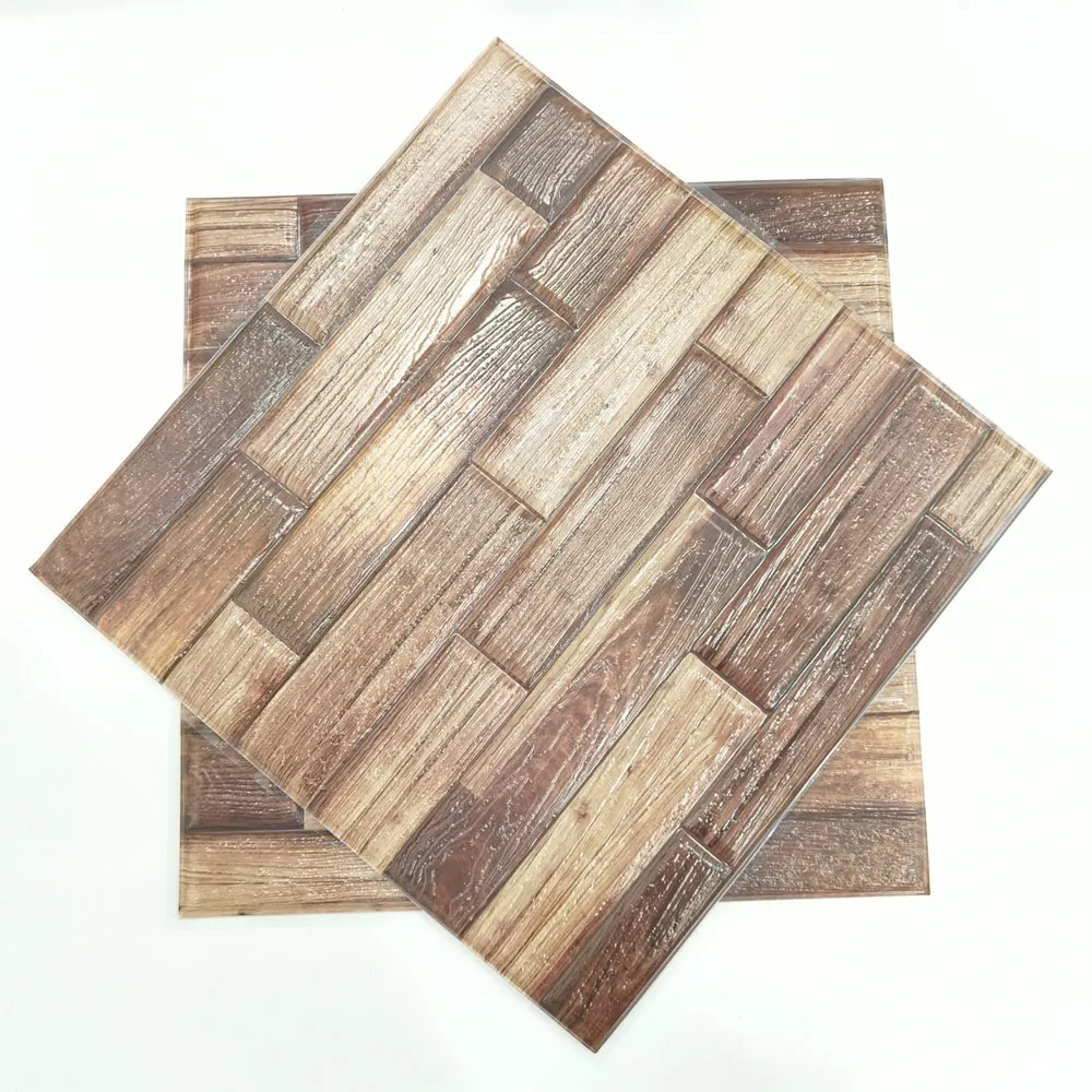 GF new design wood grain removable oil proof kitchen wall decoration tiles sticker bathroom tile 3D PVC waterproof wall sticker