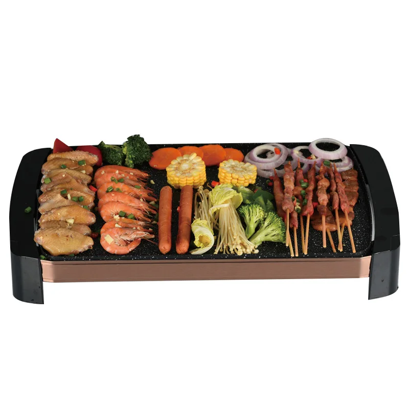 DENUO Indoor Electric BBQ Pan Highly Efficient Table Smokeless Non Stick Coating Aluminum Electric Grill