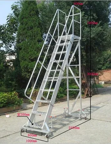 Китай, алюминиевая платформа, безопасная лестница, Складская сталь, легкая движущаяся Тяжелая безопасная платформа, лестница с колесами