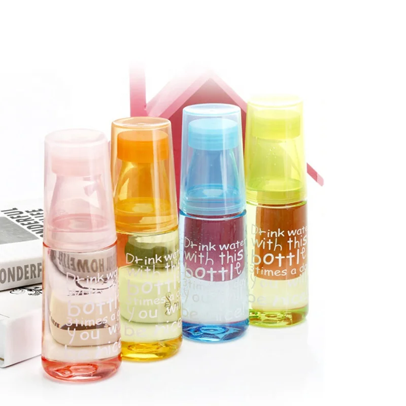 
Cartoon plastic water cup with lid and cup colorful customizable LOGO can be used for two water cups 