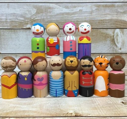 Original style unpainted drawing peg dolls decorative peg dolls Christmas festivals wooden peg dolls