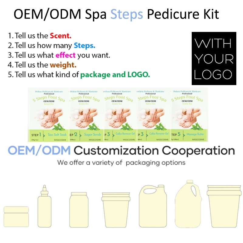 Deluxe Pedicure Feet Care Kit 5 Step Manicure Pedicure Products 5 In 1 Detox Soak Scrub Foot Spa Pedicure Kit