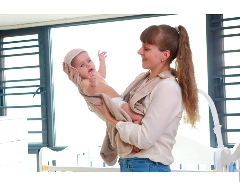 Combed Cotton Warm Printed Baby Bath Towel Reactive Dyed Baby Fleece Printed Cape, Apron-style Baby Sling