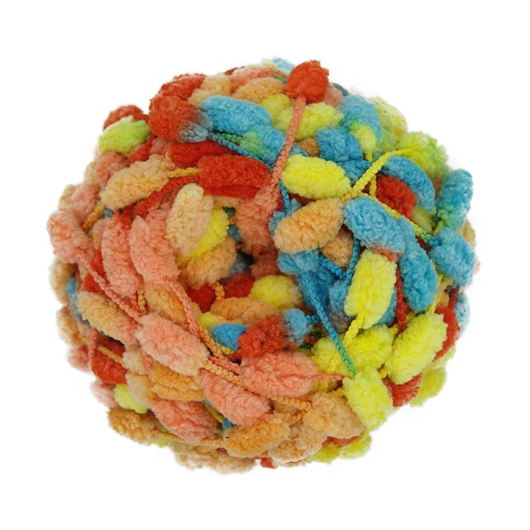 popular soft polyester pompom yarn /textured yarn /ply yarn for scarf sweater cushion yarn of chinese factory wholesale yarn