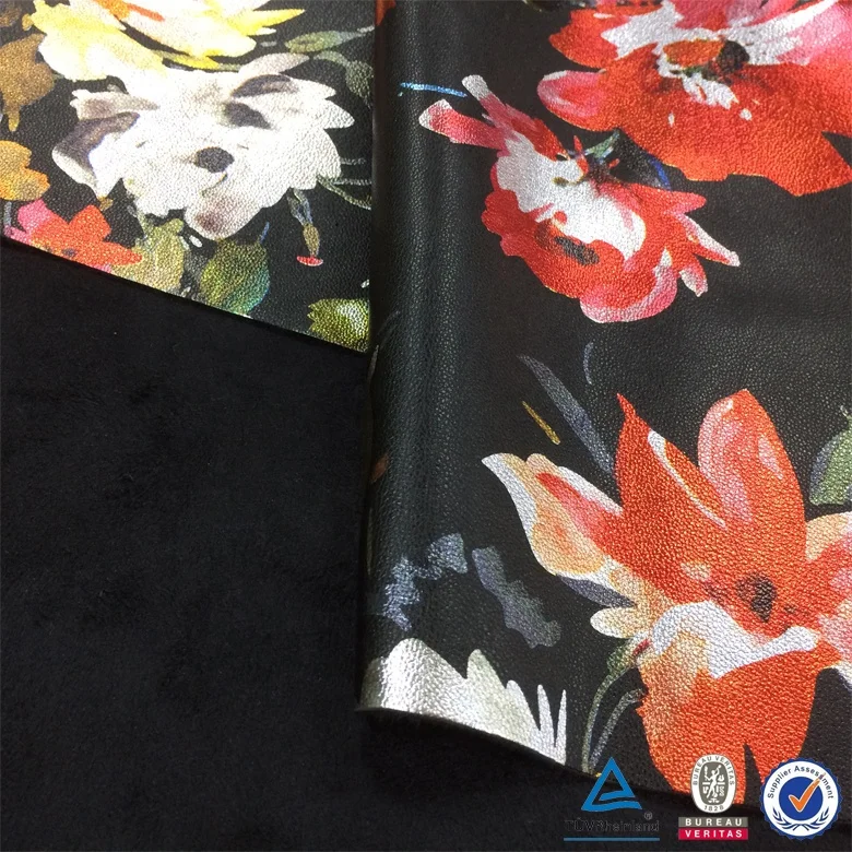 Environmentally friendly fancy flame retardant dye 55% double color artificial 45% PU leather fabric for garment