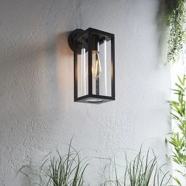 Die-cast aluminum glass shade downward waterproof e27 15w garden square outdoor wall light