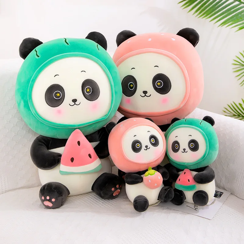 OEM wholesale baby stuffed pillow cartoon Strawberry bear custom cute animal panda plush toy