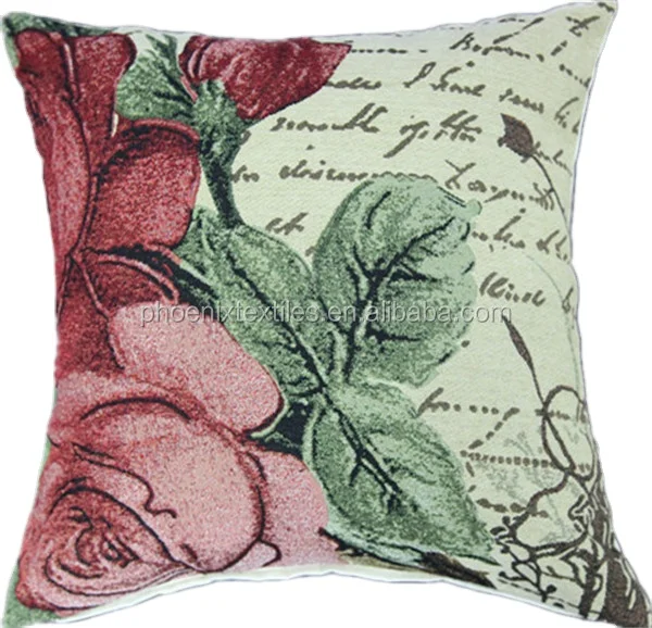 Pink rose custom tapestry jacquard decorative cushion cover pillow case