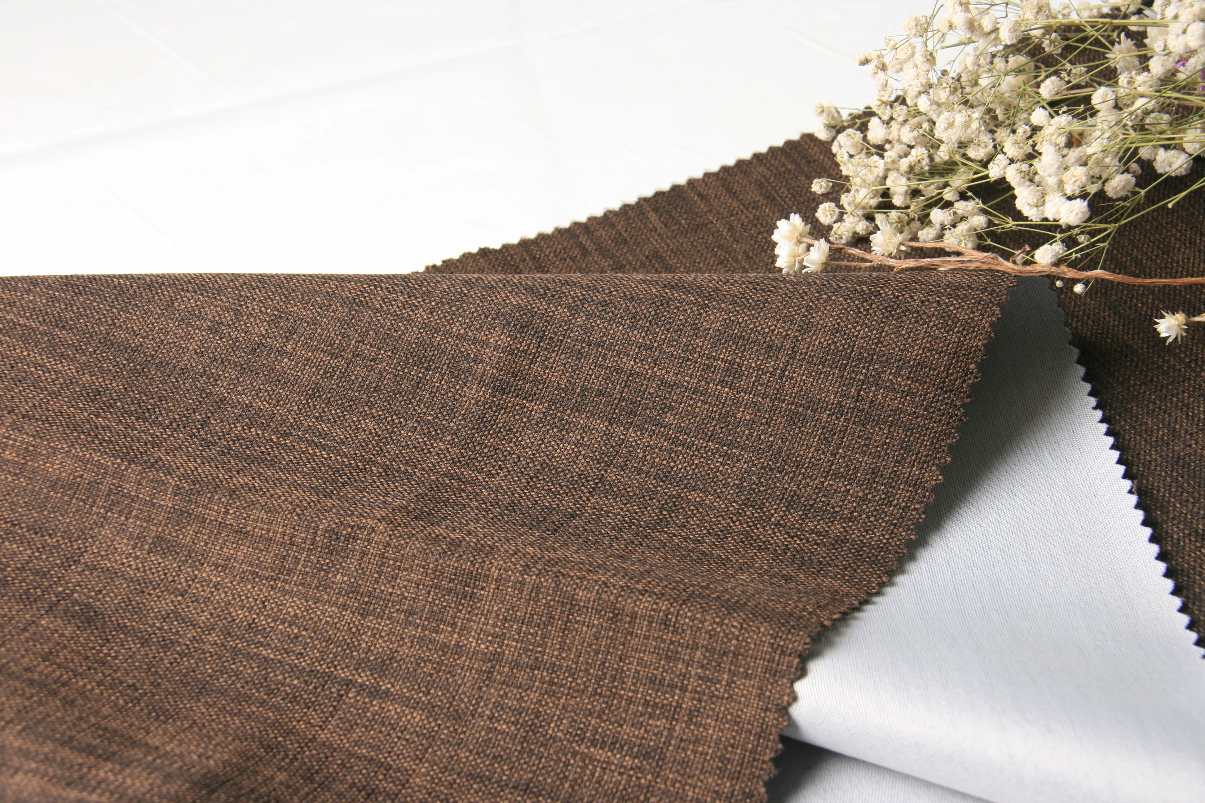 African 100% Polyester Linen Look Plain Thick Looks Linen Fabric for Sofa Upholstery