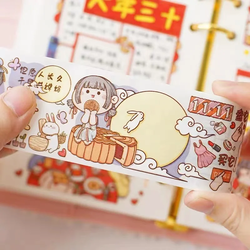 Small hemp potato cartoon thumb girl tape Nutcracker Hand Account Material Sticker DIY hand account tape