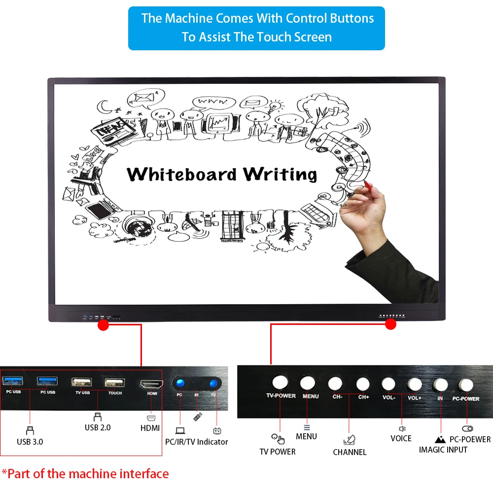 Multitouch Screen School Teaching Electronic Writing Flat Panel Digital Smart Whiteboard Interactive Board