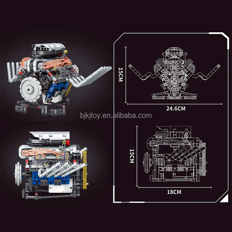 V8 Набор для строительства двигателя 665 шт. имитация механического строительного блока Игрушечная модель строительный комплект с силовым