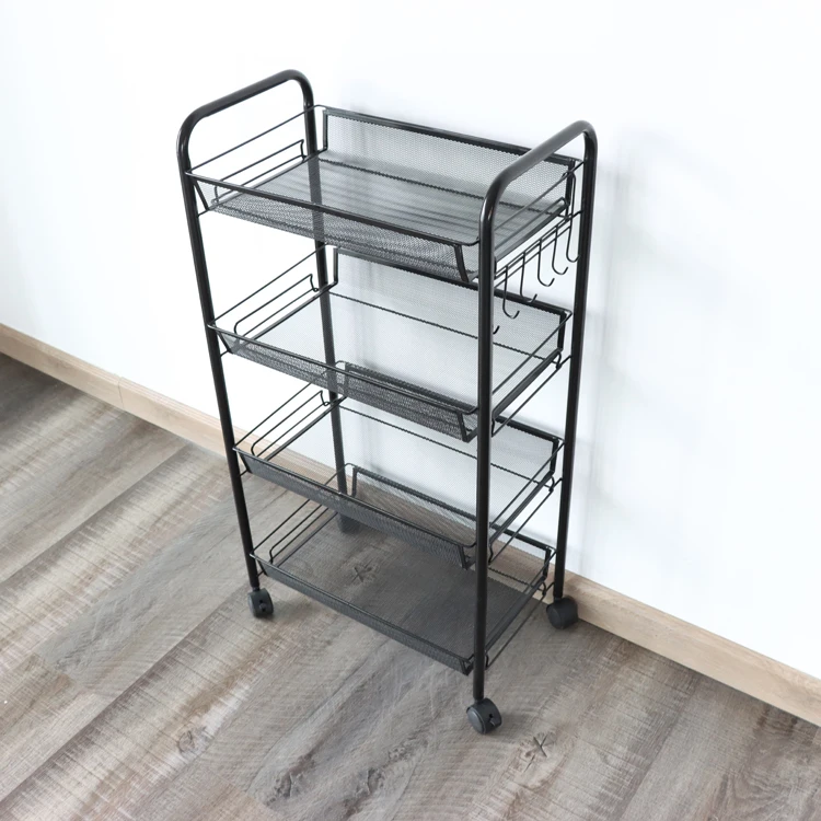 Kitchen Furniture 4 Tiers Metal Fruit Vegetable Storage Rack Kitchen Moving Storage Carts