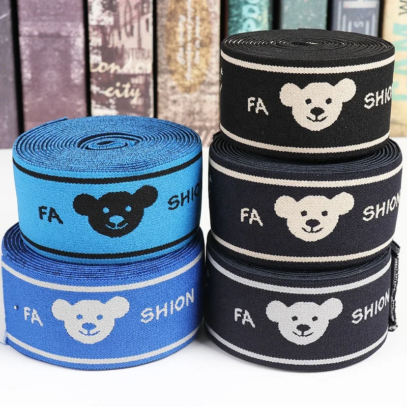 Custom Logo Jacquard Elastic Band Webbing Soft Nylon Spandex Elastic Tape For Clothes Sport Boxer Underwear Elastic Waistband