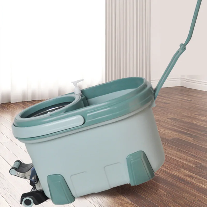 360 Smart Design Squeeze Mop for Floor Cleaning Flat Magic Rectangular Bucket with Pedal Dehydrating Household Usage