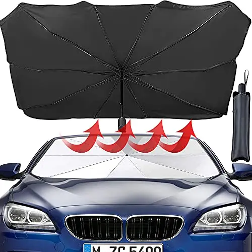 Windshield Sun Shade Foldable Car Front Window Sunshade for Most Sports Cars SUV Truck- Best Heat Shield Reflector Cover