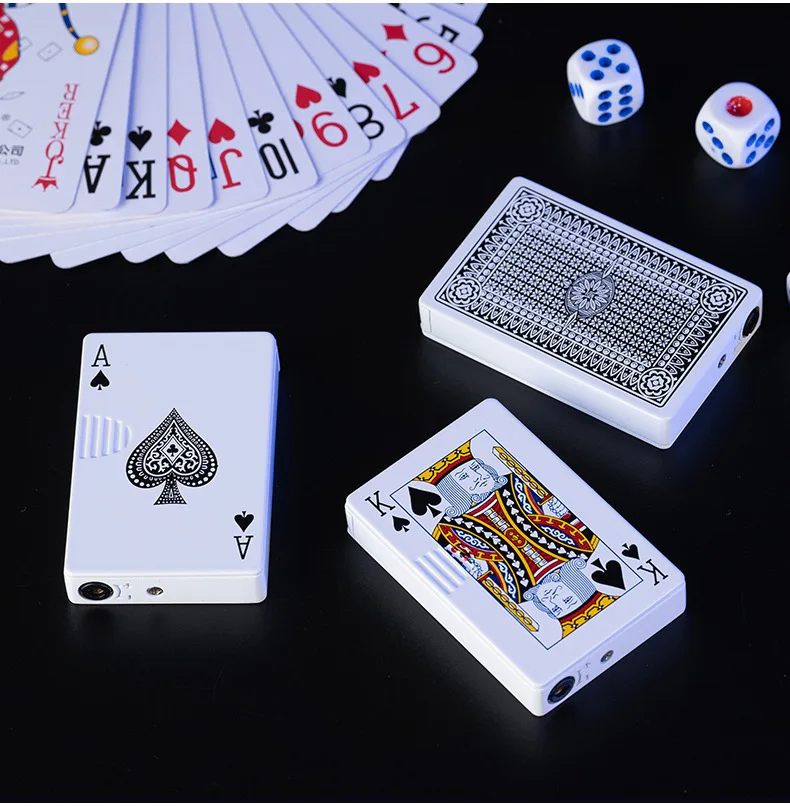 Wholesale Creative Playing Cards Lighter Metal Refillable Jet  Green Flame Cigarette Lighter