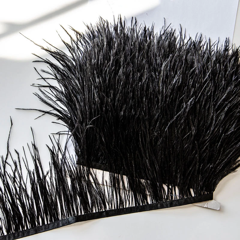Wholesale 8-10cm Ostrich Feathers Trim Sewing Fashion Dress Decorative feather lace fabric Ostrich Fringe Trim Feather