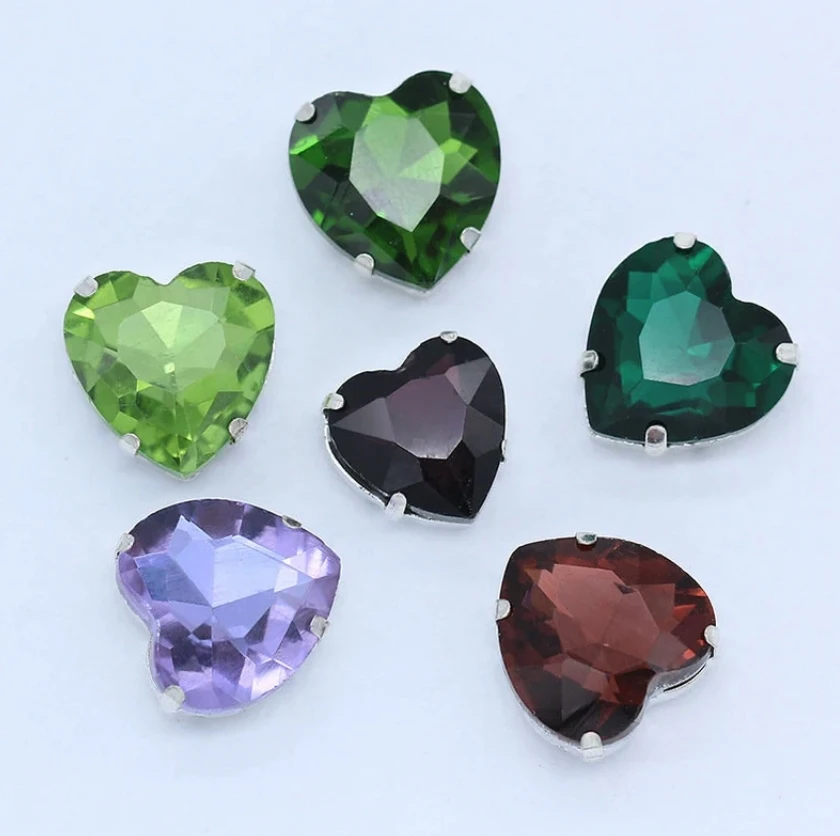 Rectangle shape new arrival sew on colorful claw setting rhinestone glass beads for garment