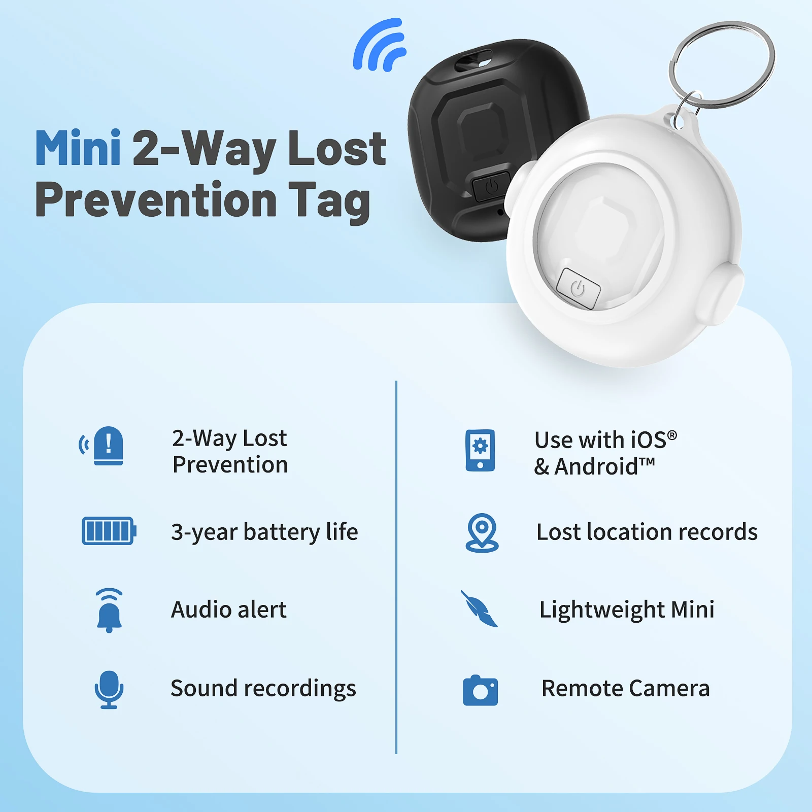 TIZE High Quality 2-Way Item Location Tracker Pet Dog Cat Smart Tracker Mini Portable Finders Anti-Lost Alarm Tag
