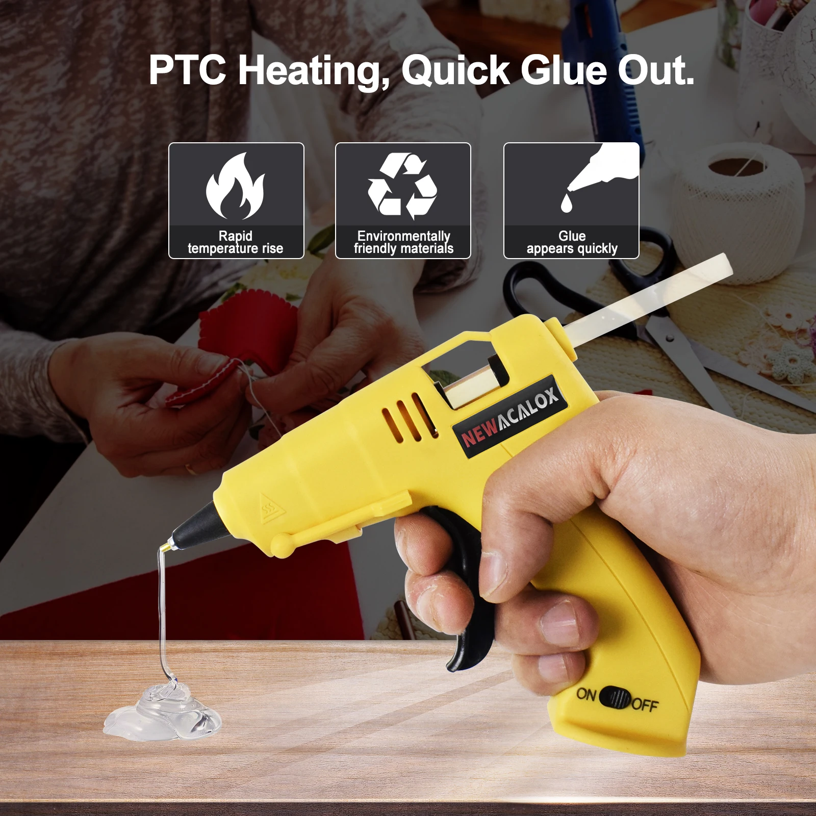 Cordless Hot Glue Gun Kit Fast Preheating Glue Gun 7mm Hot Melt Glue Gun for DIY, Arts & Craft, Home Repairs and Decorations