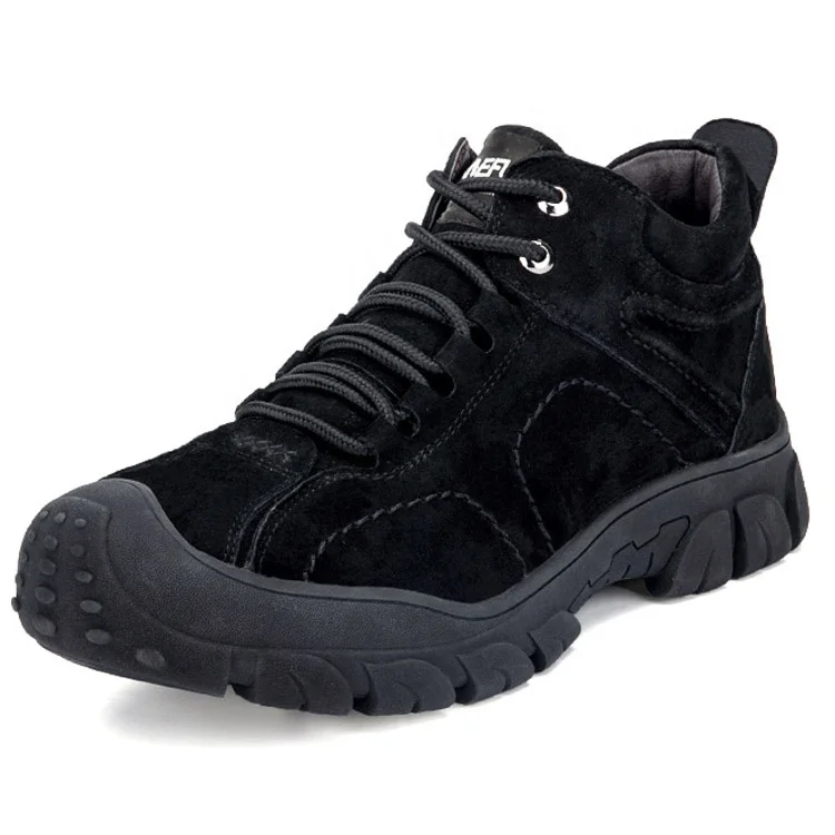 Шерстяная подкладка, стальной носок, черная кожаная защитная обувь для зимы