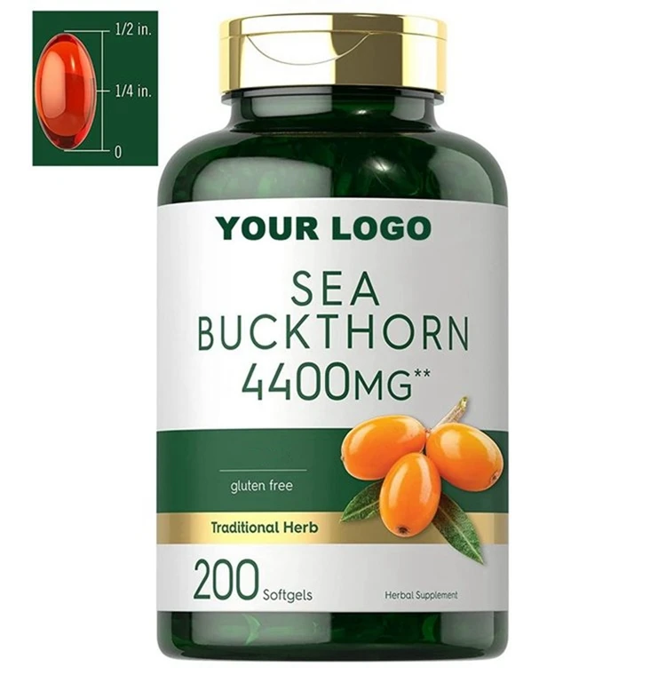 Wholesale OEM Sea Buckthorn Softgels Collagen omega 7 Supplements Berries 4400mg Sea Buckthorn Seed Oil Softgels Capsules