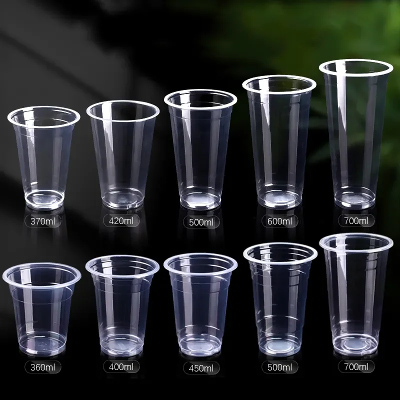 Digital Printing Custom Plastic Disposable PP Logo Boba Milk Smoothie Milkshake And Tea Cups Bubble Tea Cup With Lid