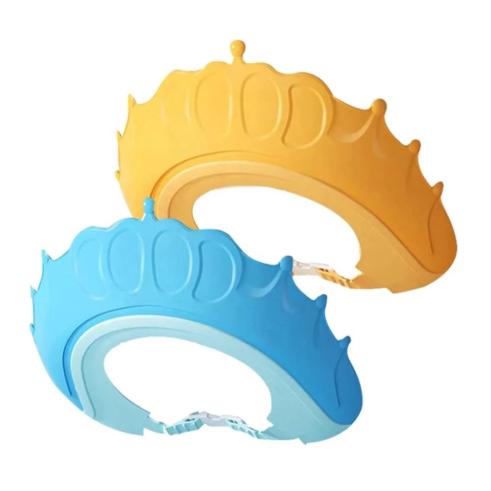 Cute Crown Shape Waterproof Adjustable  Children shampoo cap  Silicone Bath  Baby Shower Cap Hair Washing Hat for Eye