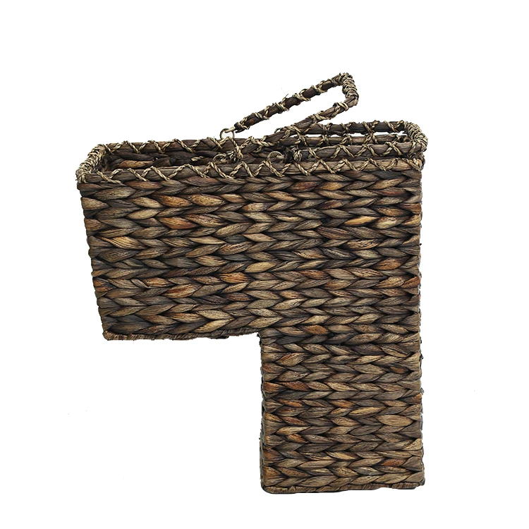 Ec- Friendly Woven Rattan water hyacinth Stair Step Basket with Handle