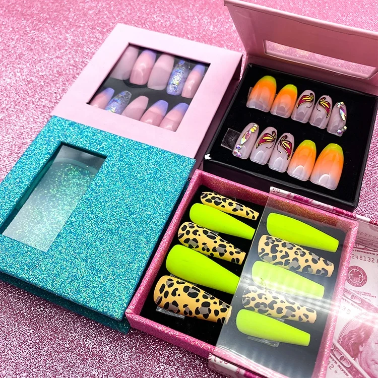 Tstory 2021 False Nail Magnetic Closure Packaging Box Custom Nail Tip Boxes Packaging False Press On Nail