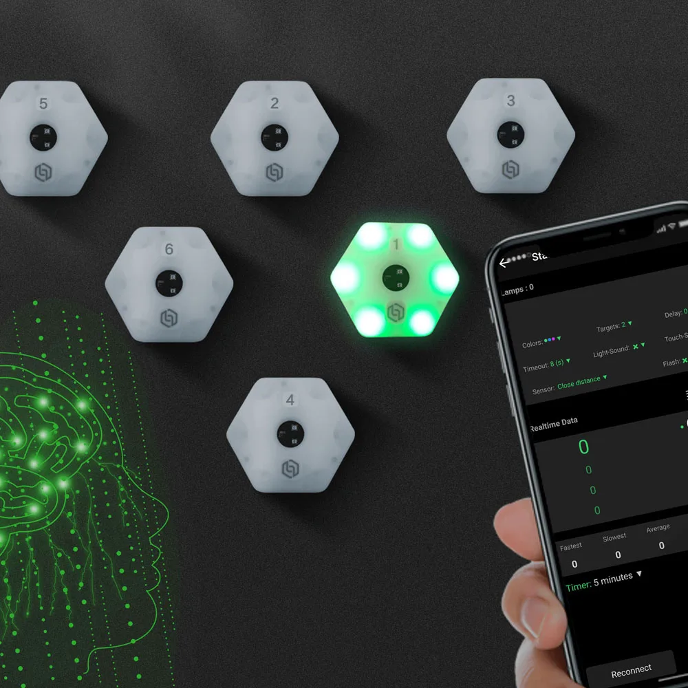 Multi-Sport Reaction Training Lamp for Basketball, Football, Boxing, Handball & More - Agile Speed Equipment with - 6 Lights+App