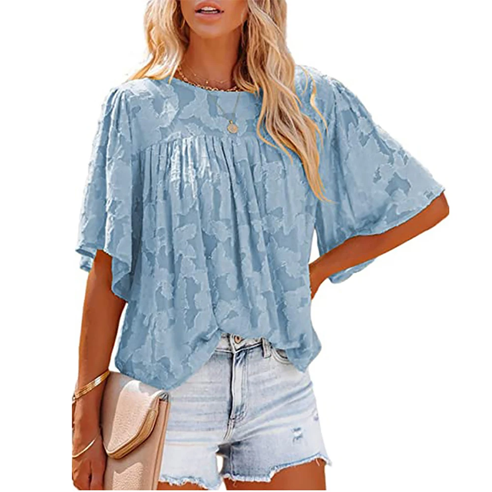 Ladies Modern Blouse Women Casual Western Shirt Solid Color Sexy Blouses Tops