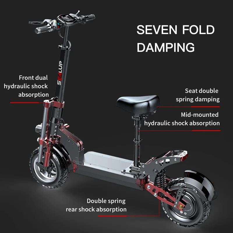 SEALUP Q22 ADULT ELECTRIC SCOOTER FRONT AND REAR SHOCK ABSORPTION 60 MILES LONG DISTANCE ELECTRIC SCOOTER FOLDING AND WATERPROOF