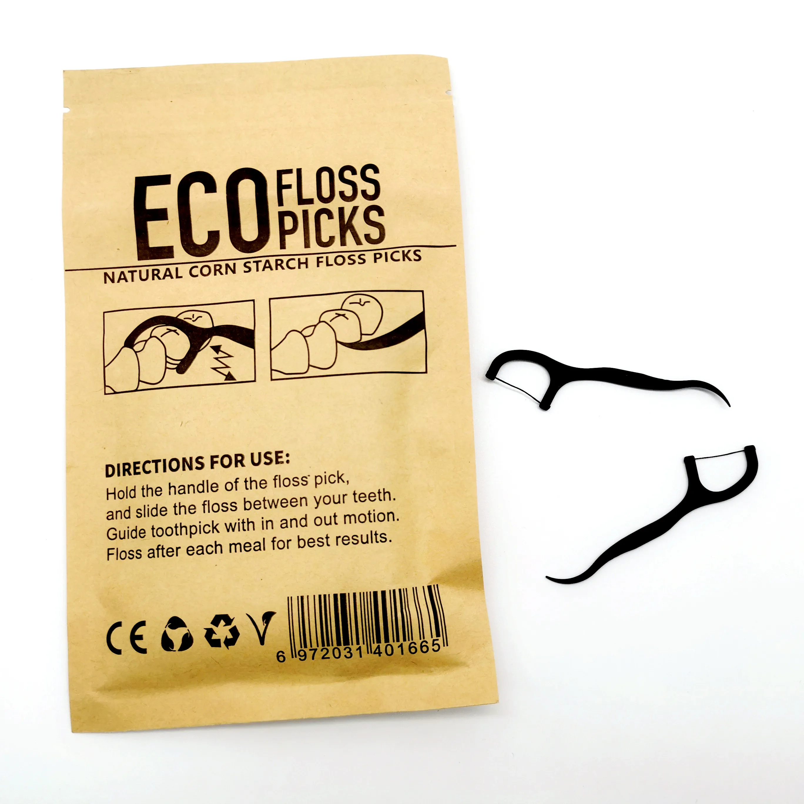 50Pcs 75Pcs 100Pcs Each Bag Packing Eco Friendly Biodegradable Floss Picks Mint Flavor Floss Picks No Flavor Dental Floss Pick