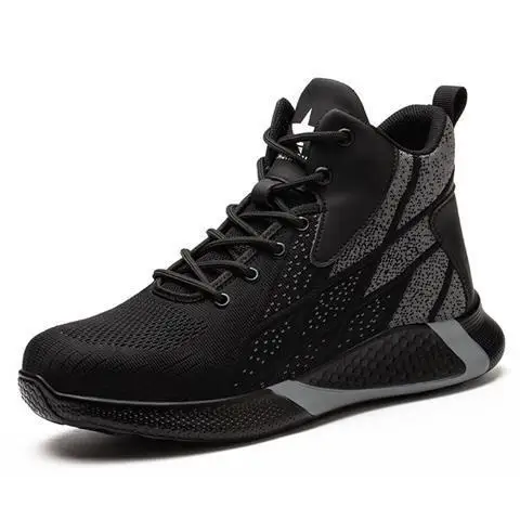 Fashion leading materials waterproof fabric high-top hard sole non-slip nail-proof cheap safety shoes