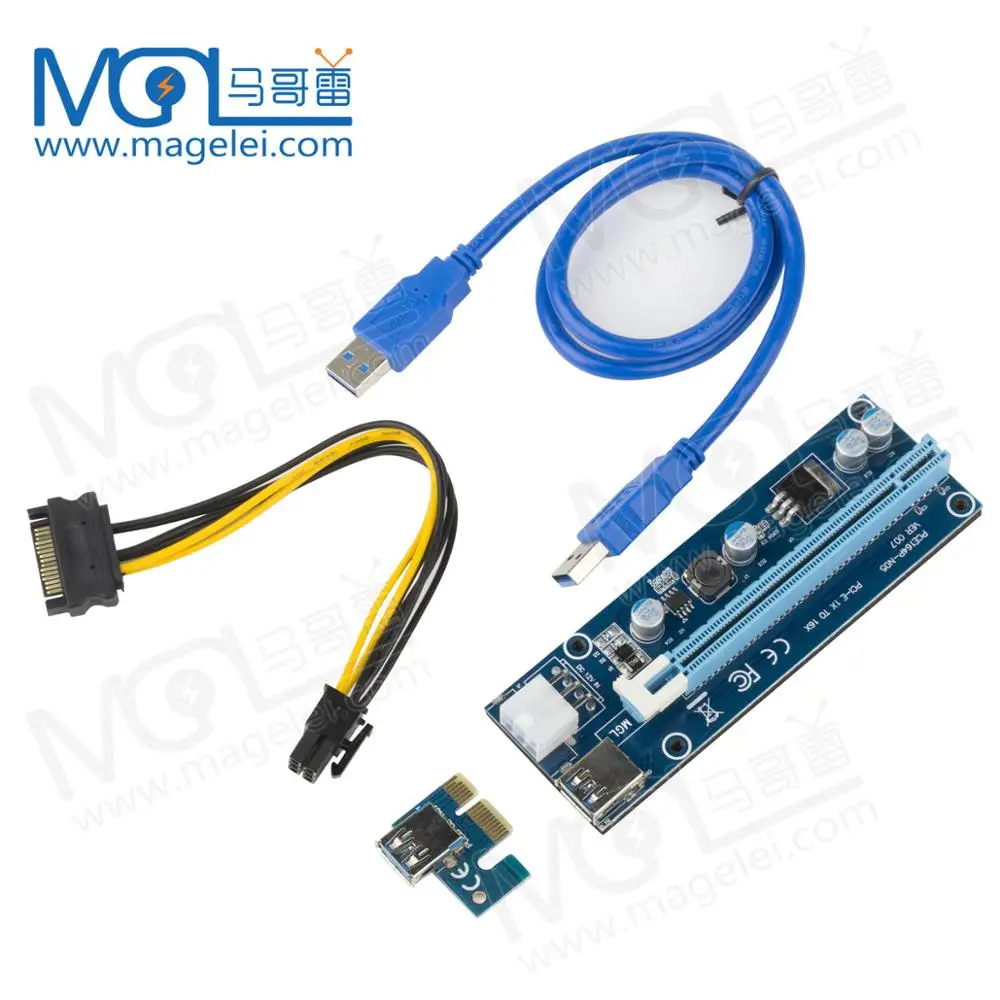  Карта расширения PCIE 1X16 007s/006C 6Pin графическая карта V007S/V006C с удлинителем 60 см USB3.0 по заводской