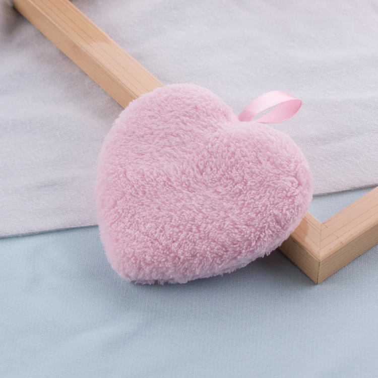 Private Label Reusable Cosmetic Product Face Makeup Cleansing Towel Cloth Tool Pink Love Heart Microfiber Cotton Remover Pad